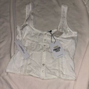 Princess Polly Cream Button-Up Blouse